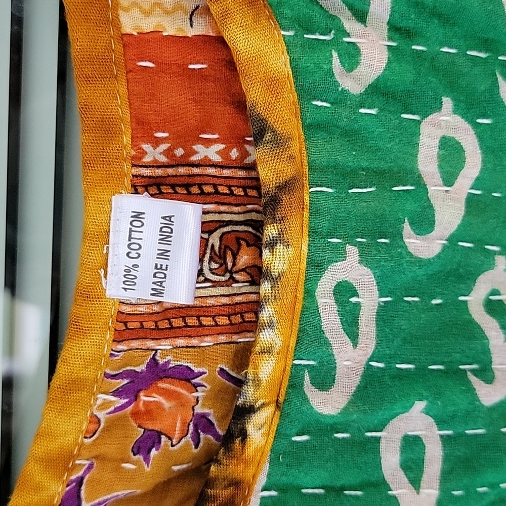 Kantha Cotton Tie-Shoulder Dress OS Can Be Reversed - Picture 3 of 9